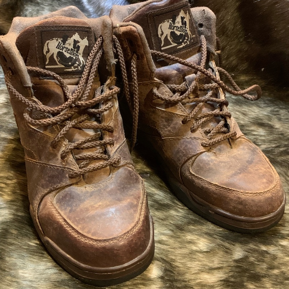 Roper horseshoes brown leather riding shoes